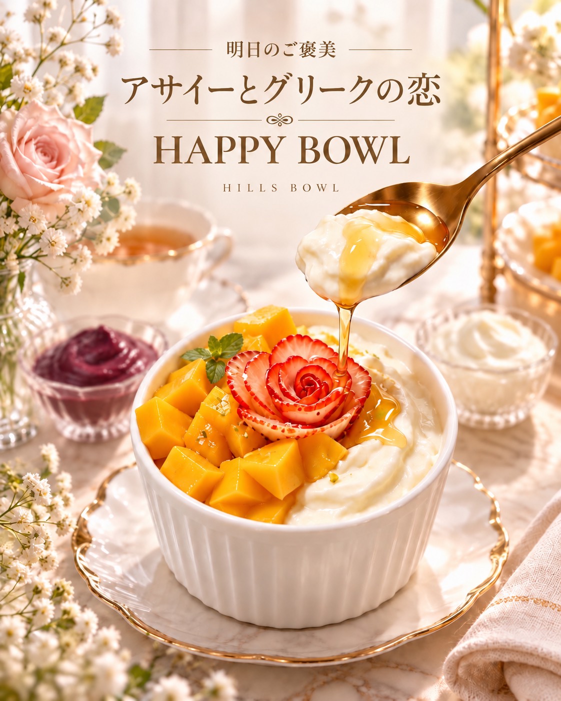 大阪・堀江 HILLS BOWLで人気のアサイーとグリークヨーグルトのHAPPY BOWL