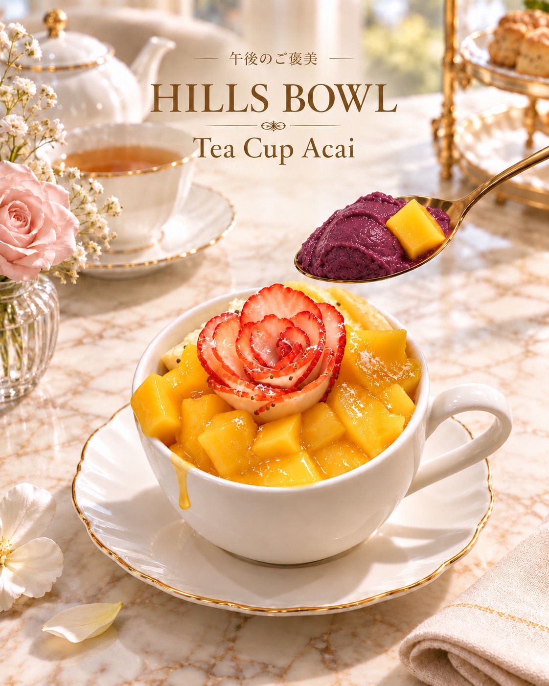 大阪・堀江 HILLS BOWLで人気のティーカップアサイーボウル