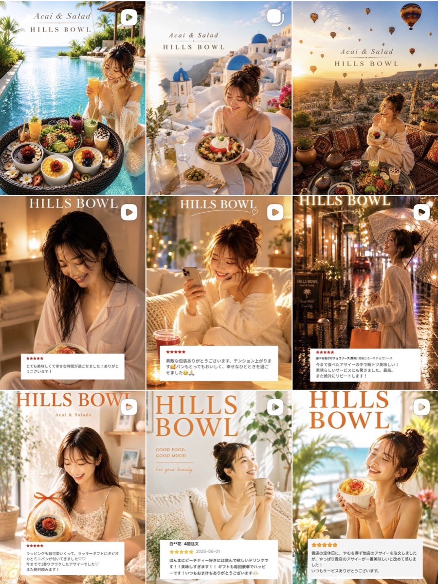 大阪・南堀江 HILLS BOWLのアサイーボウルとサラダボウル